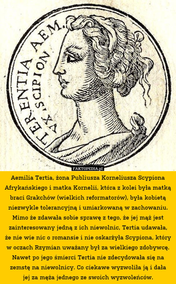 Aemilia Tertia, żona Publiusza Korneliusza Scypiona Afrykańskiego i matka