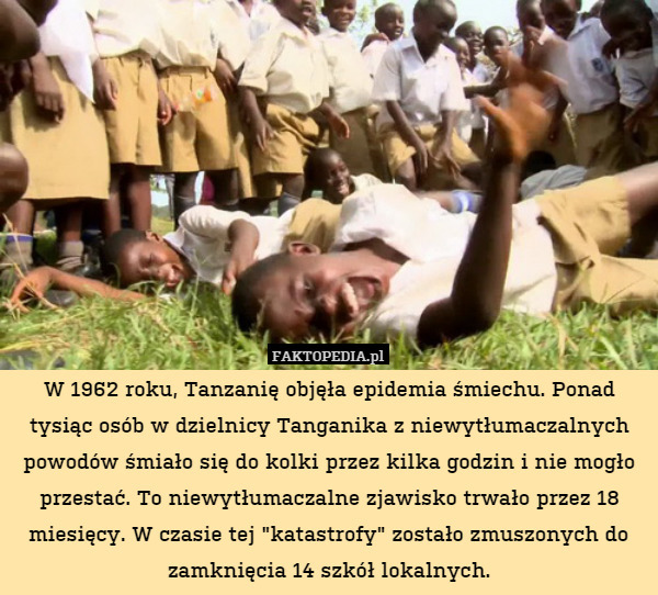 W 1962 roku, Tanzanię objęła epidemia śmiechu. Ponad tysiąc osób w dzielnicy