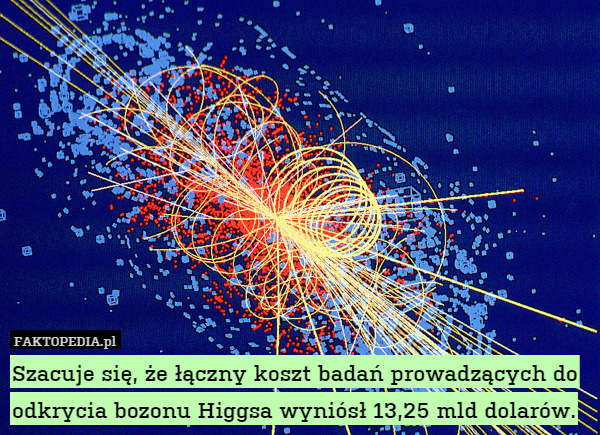 Szacuje się, że łączny koszt badań prowadzących do odkrycia bozonu Higgsa