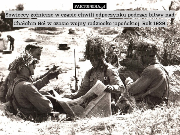 Sowieccy żołnierze w czasie chwili odpoczynku podczas bitwy nad Chałchin-Goł