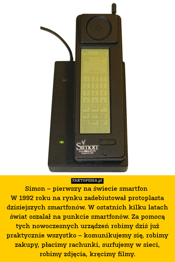 Simon – pierwszy na świecie smartfon 
W 1992 roku na rynku zadebiutował