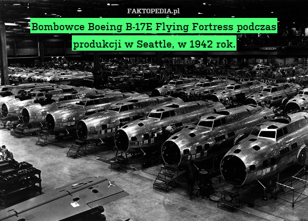 Bombowce Boeing B-17E Flying Fortress podczas produkcji w Seattle, w 1942