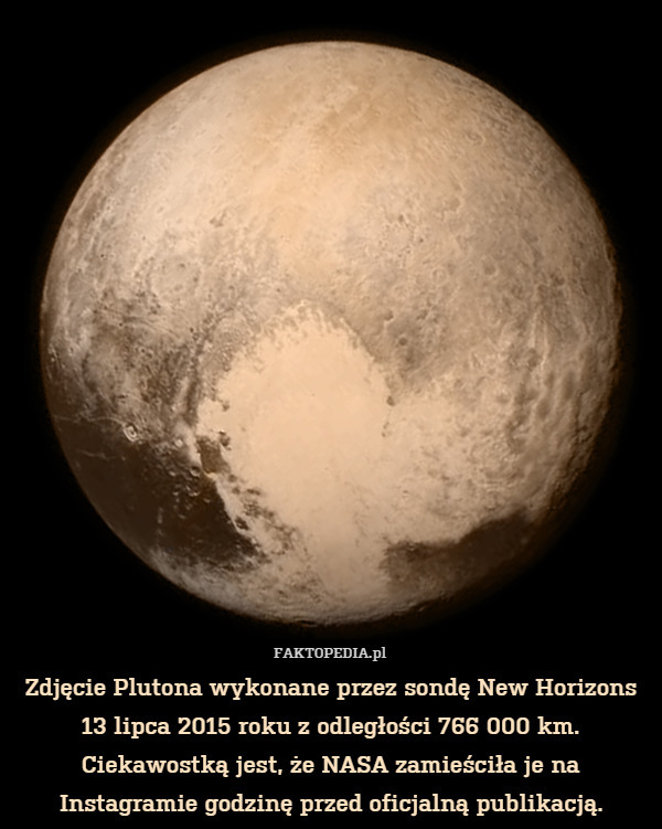 Zdjęcie Plutona wykonane przez sondę New Horizons 13 lipca 2015 roku z odległości