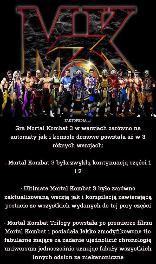 Gra Mortal Kombat 3 w wersjach zarówno na automaty jak i konsole domowe