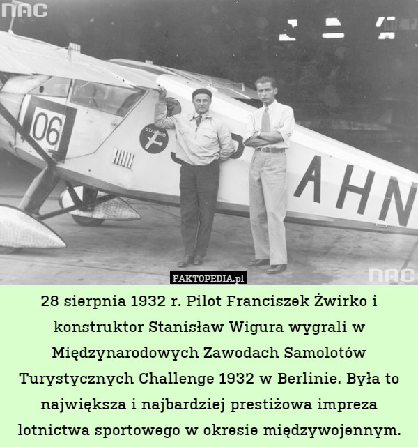 28 sierpnia 1932 r. Pilot Franciszek Żwirko i konstruktor Stanisław Wigura