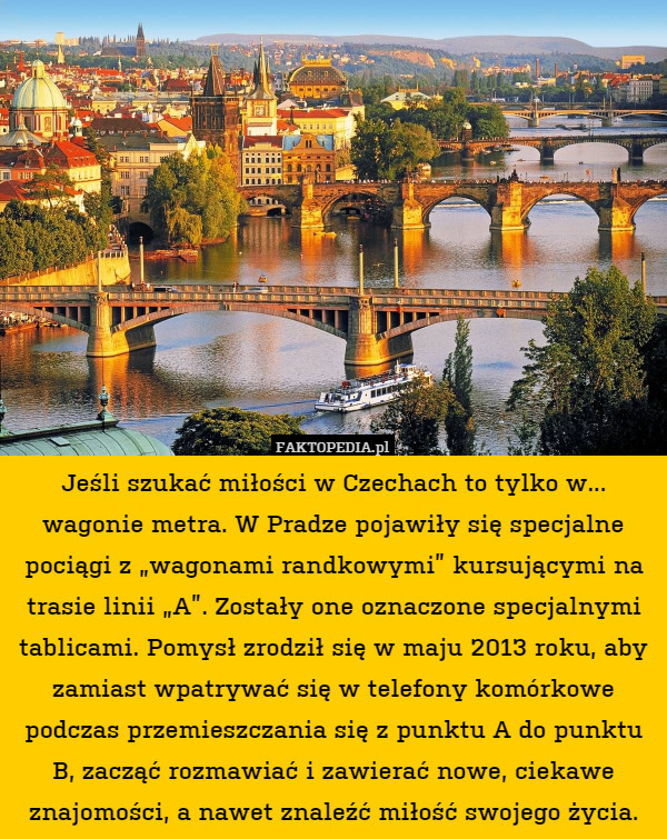 Jeśli szukać miłości w Czechach to tylko w ... wagonie metra. W Pradze pojawiły