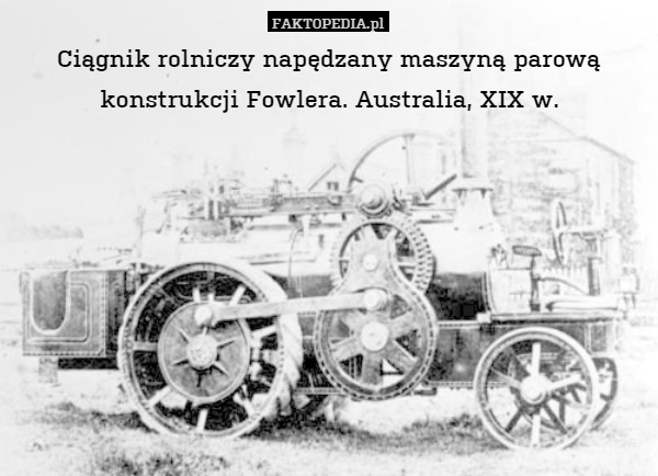Ciągnik rolniczy napędzany maszyną parową konstrukcji Fowlera. Australia,