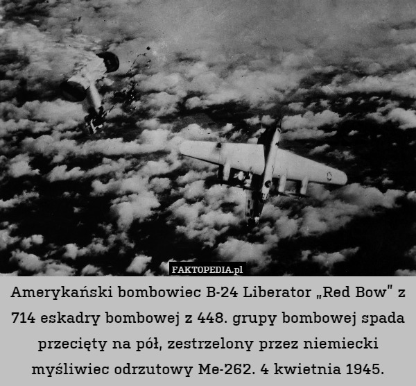 Amerykański bombowiec B-24 Liberator "Red Bow" z 714 eskadry bombowej