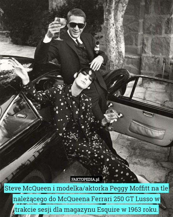 Steve McQueen i modelka/aktorka Peggy Moffitt na tle należącego do McQueena...