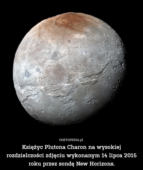 Księżyc Plutona Charon na wysokiej rozdzielczości zdjęciu wykonanym 14 lipca