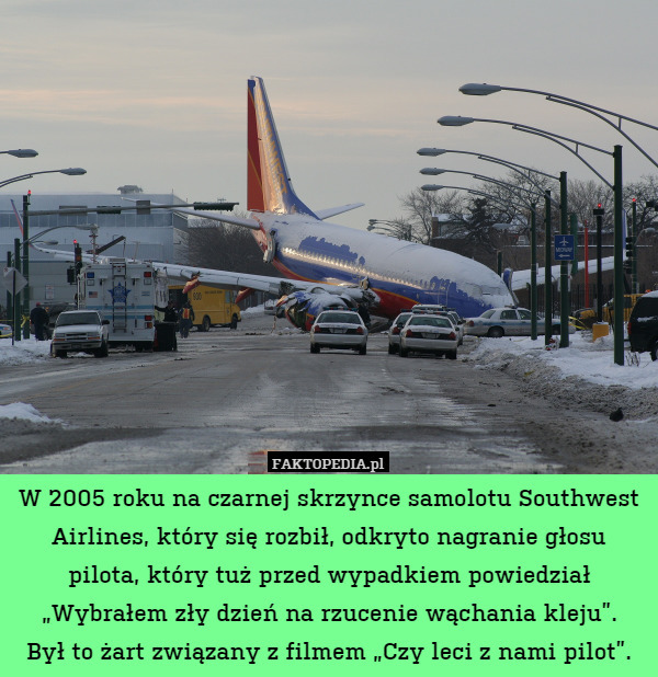 W 2005 roku na czarnej skrzynce samolotu Southwest Airlines, który się rozbił,