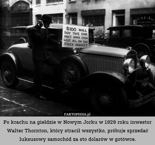Po krachu na giełdzie w Nowym Jorku w 1929 roku inwestor Walter Thornton,