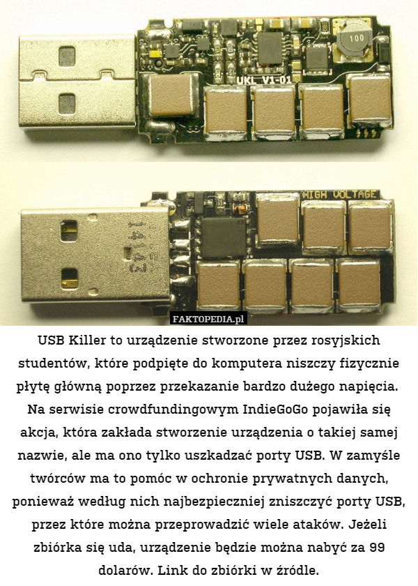 USB Killer to urządzenie stworzone przez rosyjskich studentów które podpięte