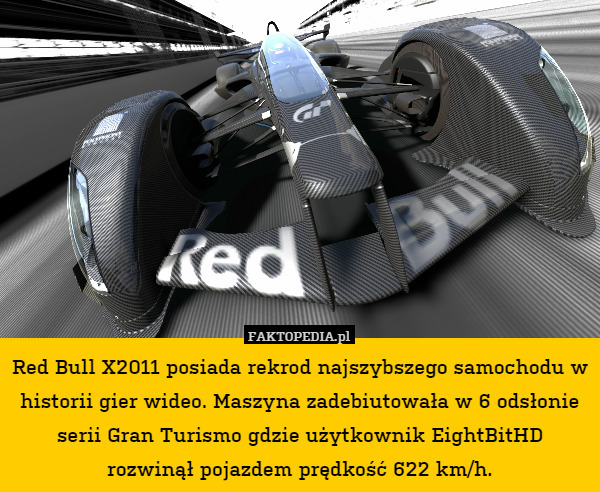 Red Bull X2011 posiada rekrod najszybszego samochodu w historii gier wideo.