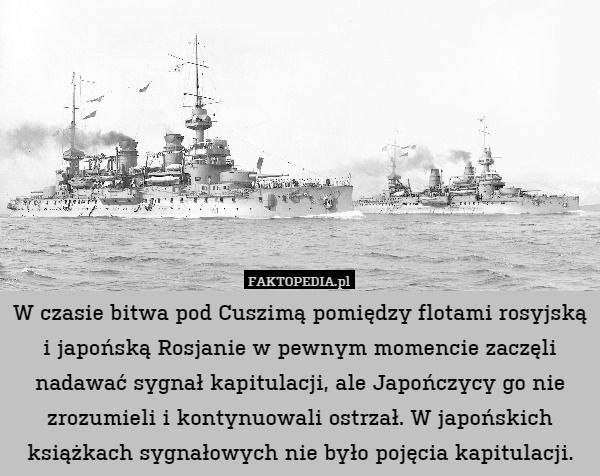 W czasie bitwa pod Cuszimą pomiędzy flotami rosyjską i japońską Rosjanie