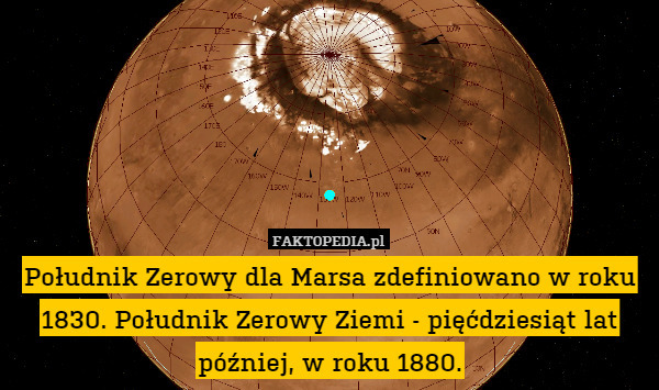 Południk Zerowy dla Marsa zdefiniowano w roku 1830Południk zerowy Ziemi