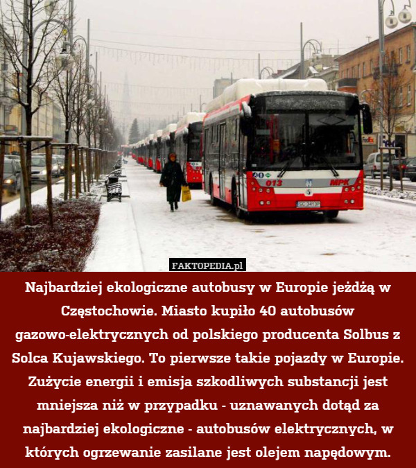 Najbardziej ekologiczne autobusy w Europie jeżdżą w Częstochowie. Miasto