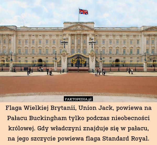 Flaga Wielkiej Brytanii, Union Jack, powiewa na Pałacu Buckingham tylko