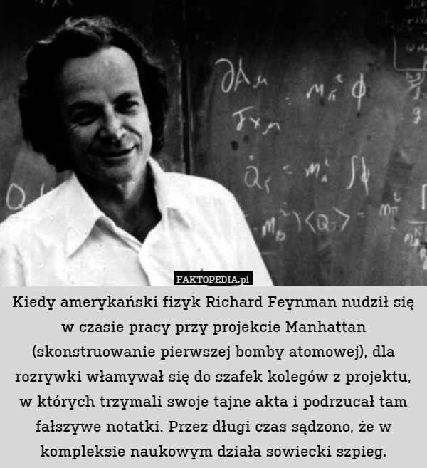 Kiedy amerykański fizyk Richard Feynman nudził się w czasie pracy przy projekcie