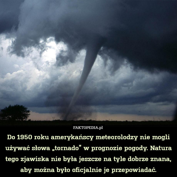Do 1950 roku amerykańscy meteorolodzy nie mogli używać słowa „tornado” w