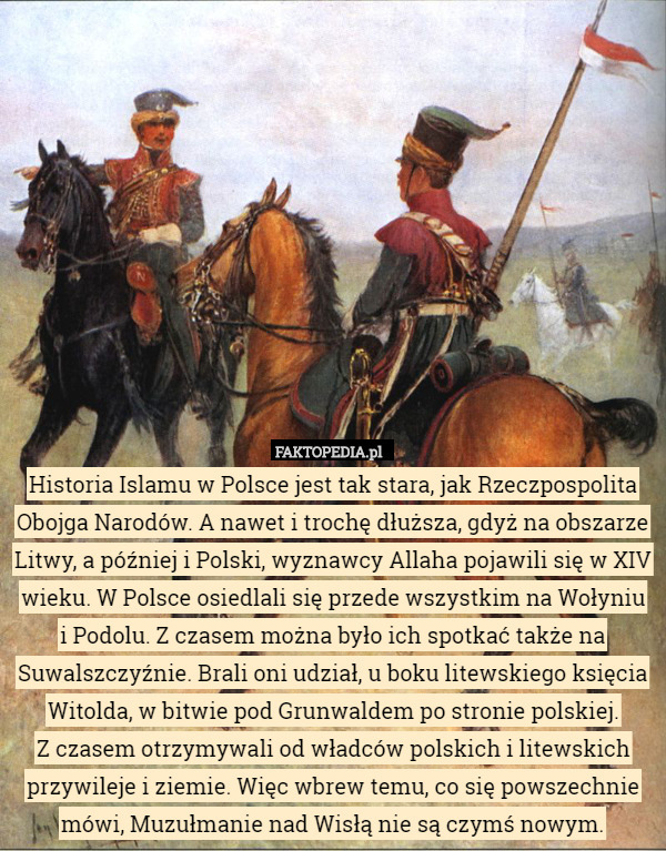 Historia islamu w Polsce jest tak stara, jak Rzeczpospolita Obojga Narodów.