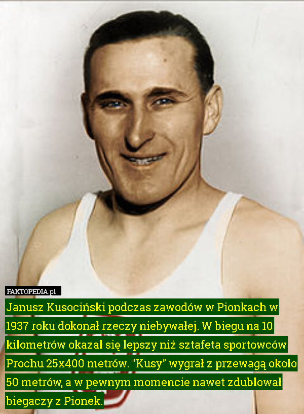 Janusz Kusociński podczas zawodów w Pionkach w 1937 roku dokonał rzeczy