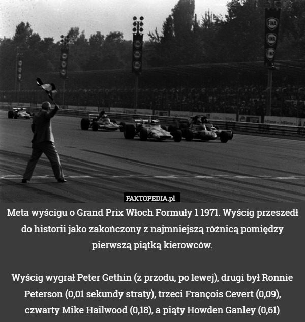 Meta wyścigu o Grand Prix Włoch Formuły 1 1971. Wyścig przeszedł do historii