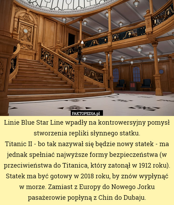 Linie Blue Star Line wpadły na kontrowersyjny pomysł stworzenia repliki