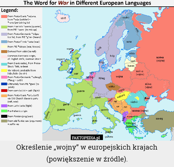 Określenie "wojny" w europejskich krajach