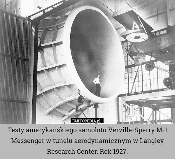 Testy amerykańskiego samolotu Verville-Sperry M-1 Messenger w tunelu aerodynamicznym