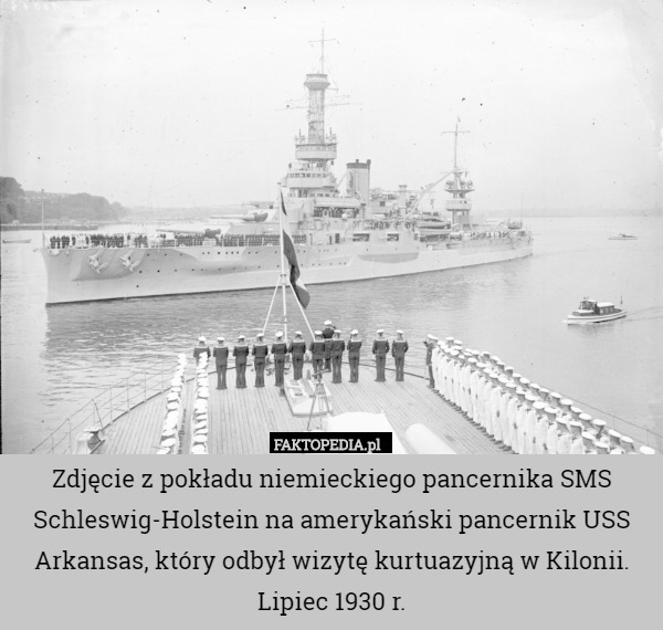 Zdjęcie z pokładu niemieckiego pancernika SMS Schleswig-Holstein na amerykański