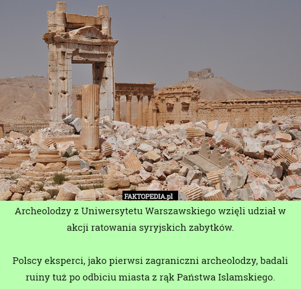 Polscy archeolodzy jako pierwsi zbadali zabytki zniszczonej Palmyry. Archeolodzy