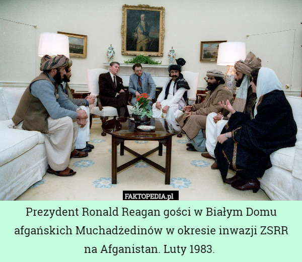 Prezydent Ronald Reagan gości w Białym Domu afgańskich Muchadżedinów w okresie