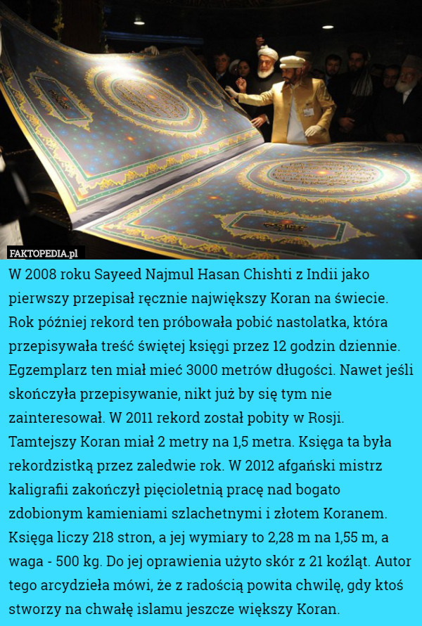 W 2008 roku Sayeed Najmul Hasan Chishti z Indii jako pierwszy przepisał