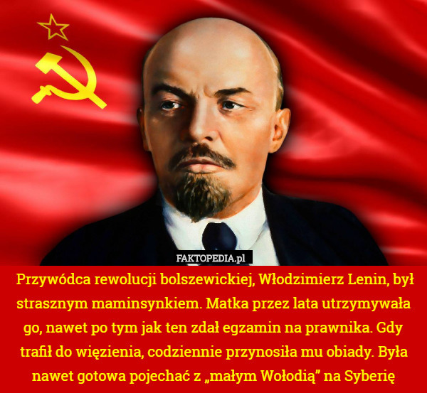 Przywódca rewolucji bolszewickiej, Włodzimierz Lenin, był strasznym maminsynkiem.