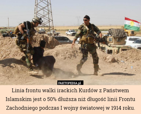 Linia frontu walki irackich Kurdów z Państwem Islamskim jest o 50% dłuższa
