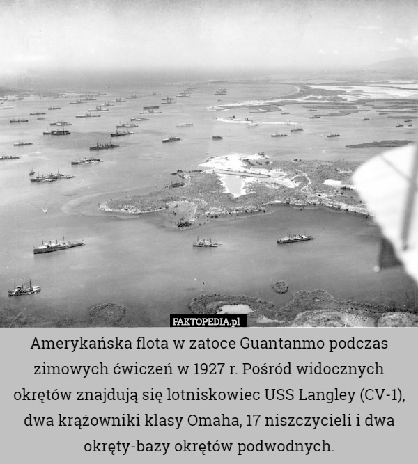 Amerykańska flota w zatoce Guantanmo podczas zimowych ćwiczeń w 1927 r.