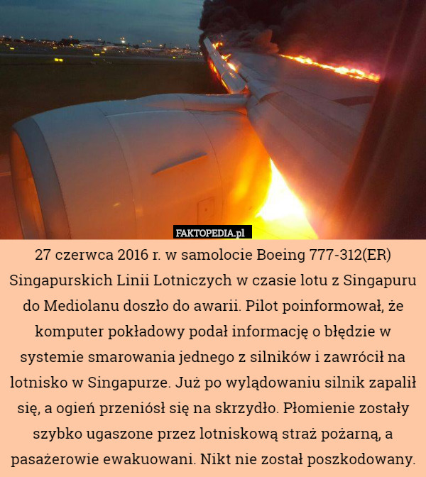 27 czerwca 2016 r. w samolocie Boeing 777-312(ER) Singapurskich Linii Lotniczych