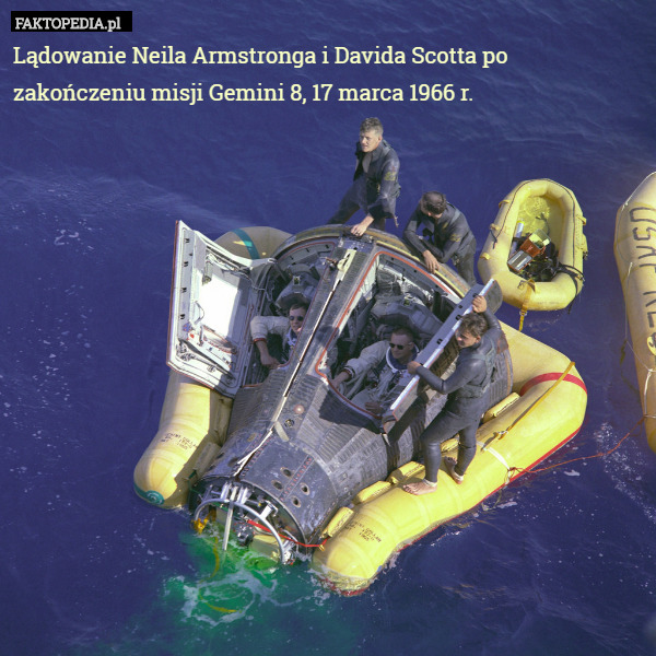 Lądowanie Neila Armstronga i Davida Scotta po zakończeniu misji Gemini 8,