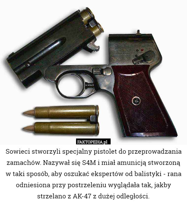Sowieci stworzyli specjalny pistolet do przeprowadzania zamachów. Nazywał