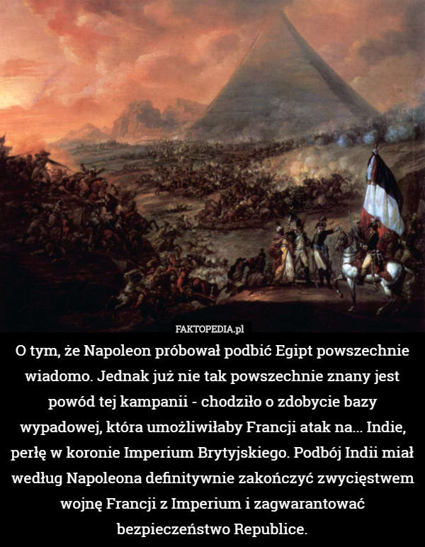 O tym, że Napoleon próbował podbić Egipt powszechnie wiadomo. Jednak już