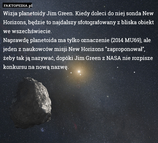 Wizja planetoidy Jim Green. Kiedy doleci do niej sonda New Horizons, będzie