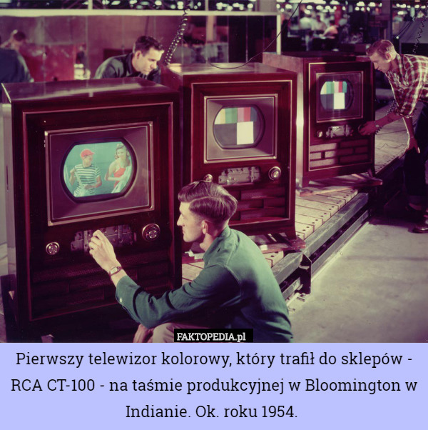 Pierwszy telewizor kolorowy, który trafił do sklepów - RCA CT-100 - na taśmie