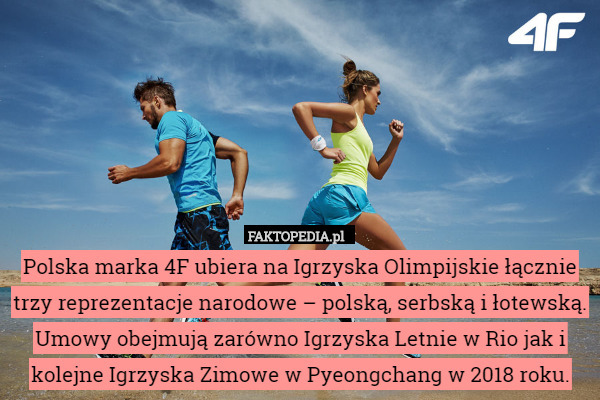 Polska marka 4F ubiera na Igrzyska Olimpijskie łącznie trzy reprezentacje