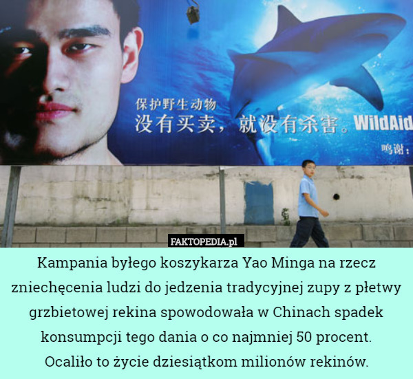 Kampania byłego koszykarza Yao Minga na rzecz zniechęcenia ludzi do jedzenia