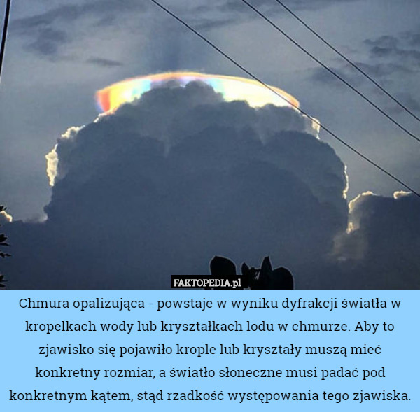 Chmura opalizująca - powstaje w wyniku dyfrakcji światła w kropelkach wody
