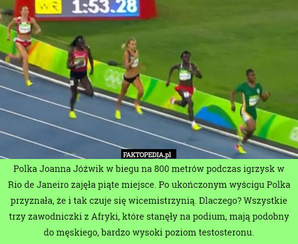 Polka Joanna Jóźwik w biegu na 800 metrów podczas igrzysk w Rio de Janeiro