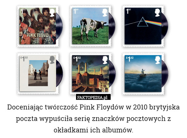 Doceniając twórczość Pink Floydów w 2010 brytyjska poczta wypuściła serię