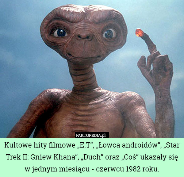 Kultowe hity filmowe „E.T”, „Łowca androidów”, „Star Trek II: Gniew Khana”,