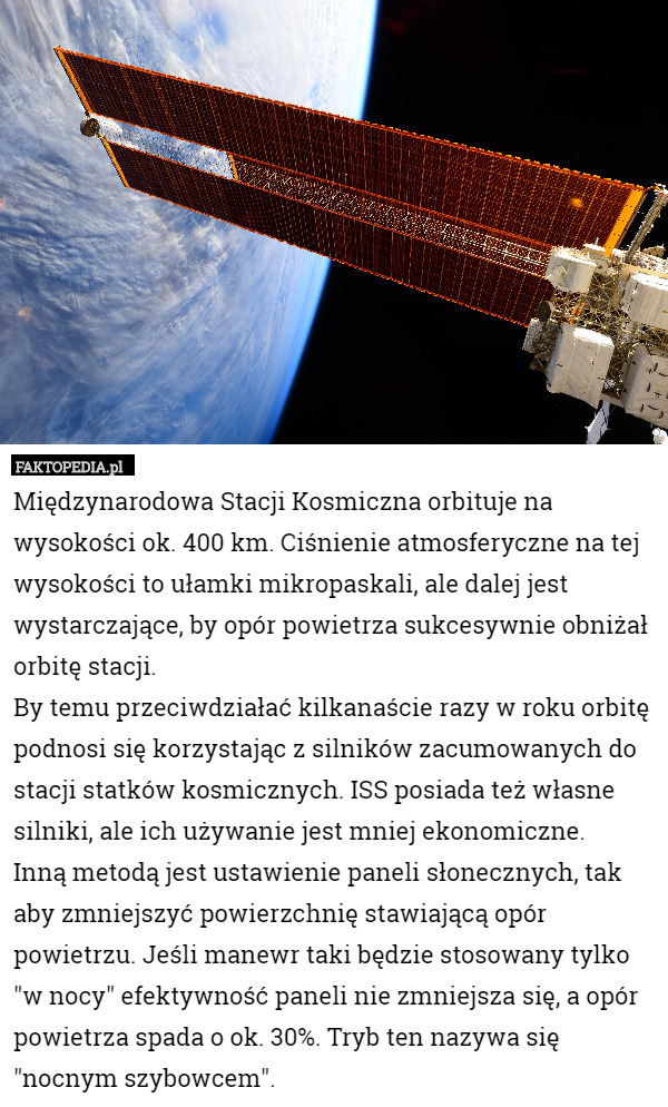 Międzynarodowa Stacji Kosmiczna orbituje na wysokości ok. 400 km. Ciśnienie